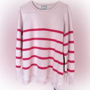 Pure Collection Cashmere Striped Pink Sweater Womens‎ 14/16
